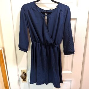 Lush Navy Blue 3/4 Sleeve Dress